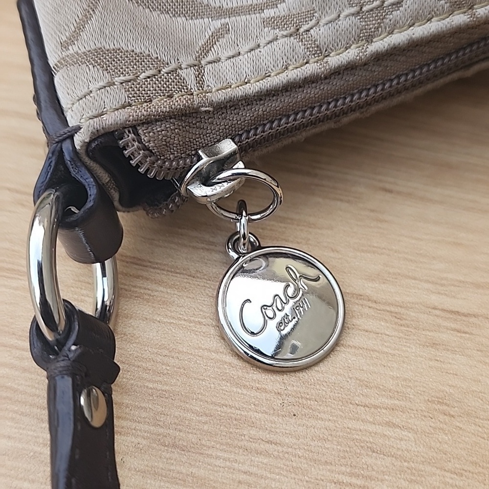 Coach Khaki Signature Sateen w/Front Pocket Top Zip Crossbody Bag - Picture 11 of 15
